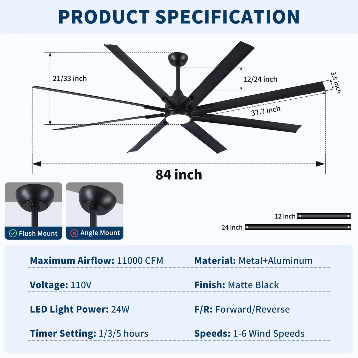 Farmhouse Smart Ceiling Fan with Integrated LED Light