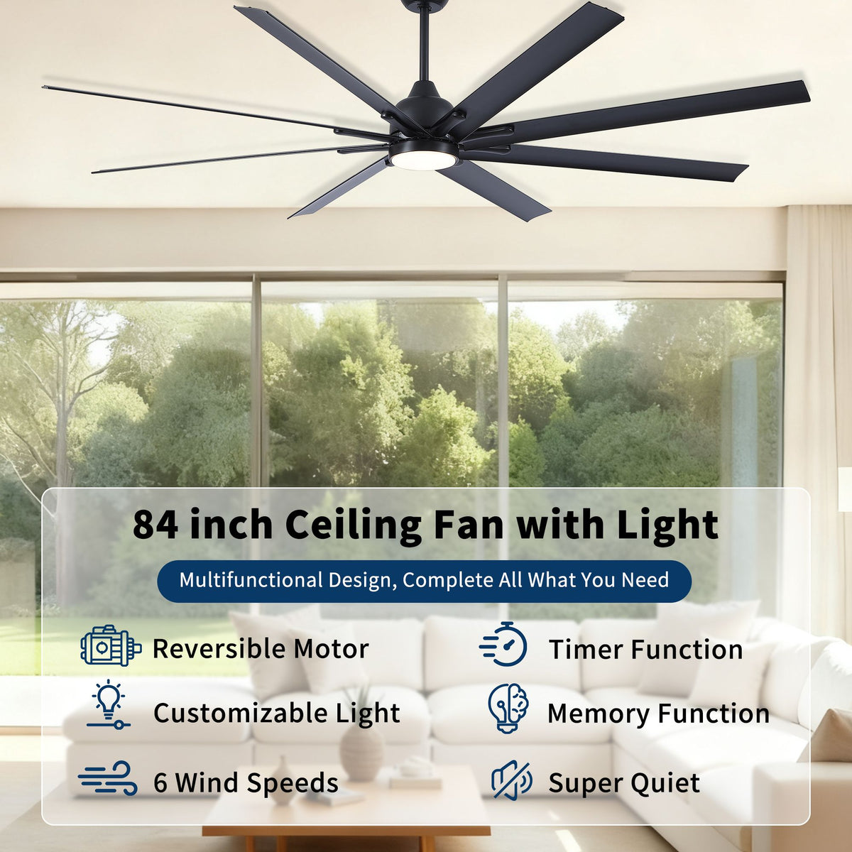 Farmhouse Smart Ceiling Fan with Integrated LED Light