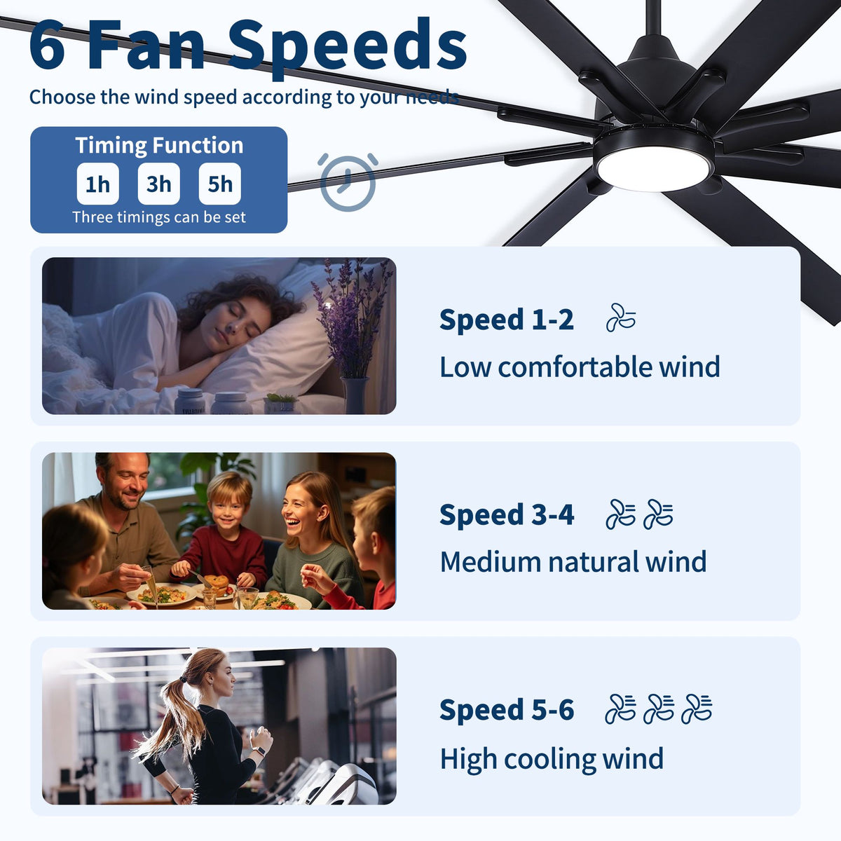 Farmhouse Smart Ceiling Fan with Integrated LED Light