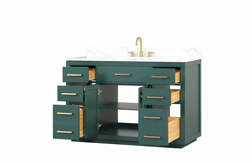 Modern Glossy Double-Sink Bathroom Vanity with Outlet