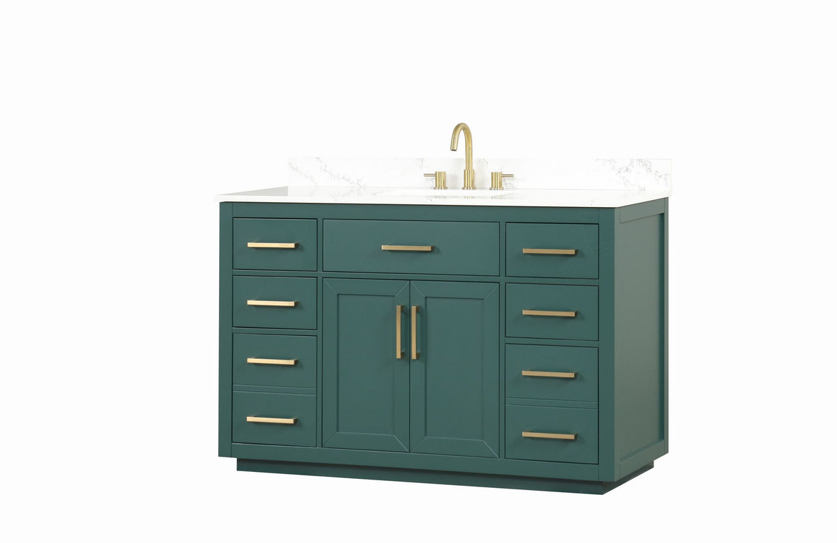 Modern Glossy Double-Sink Bathroom Vanity with Outlet