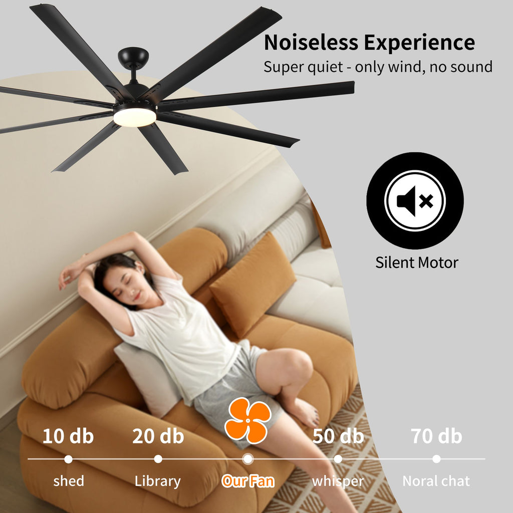 84- Large Black Ceiling Fan with Remote, Reversible DC Motor, and 3 Color Temperatures