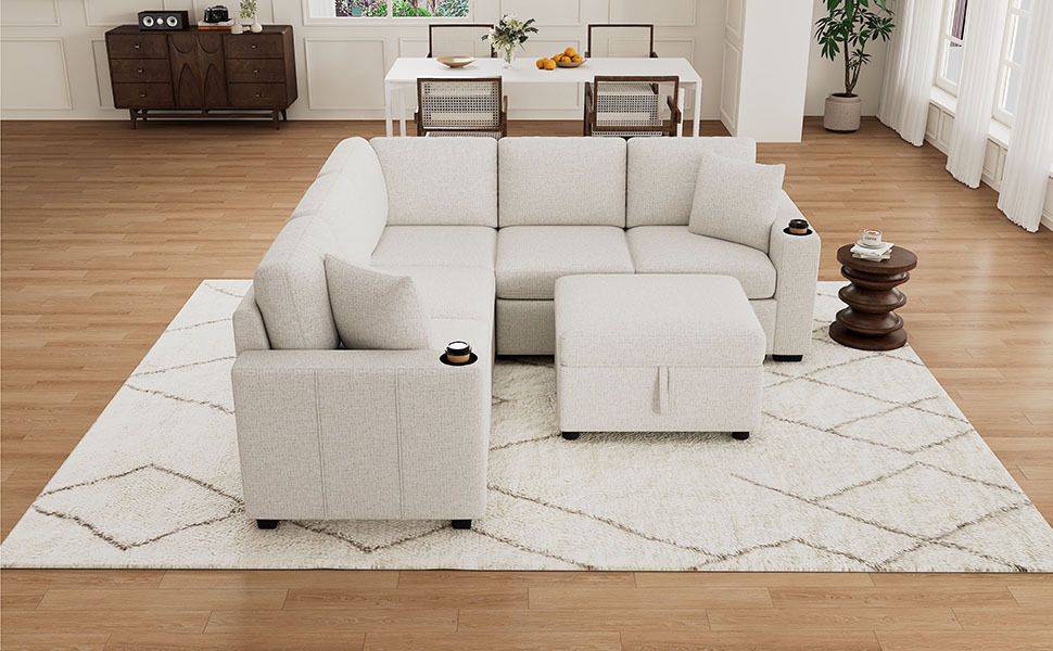 Convertible Modular Sectional With Pull-Out Bed