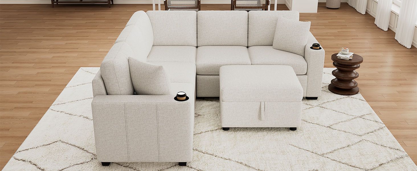 Convertible Modular Sectional With Pull-Out Bed