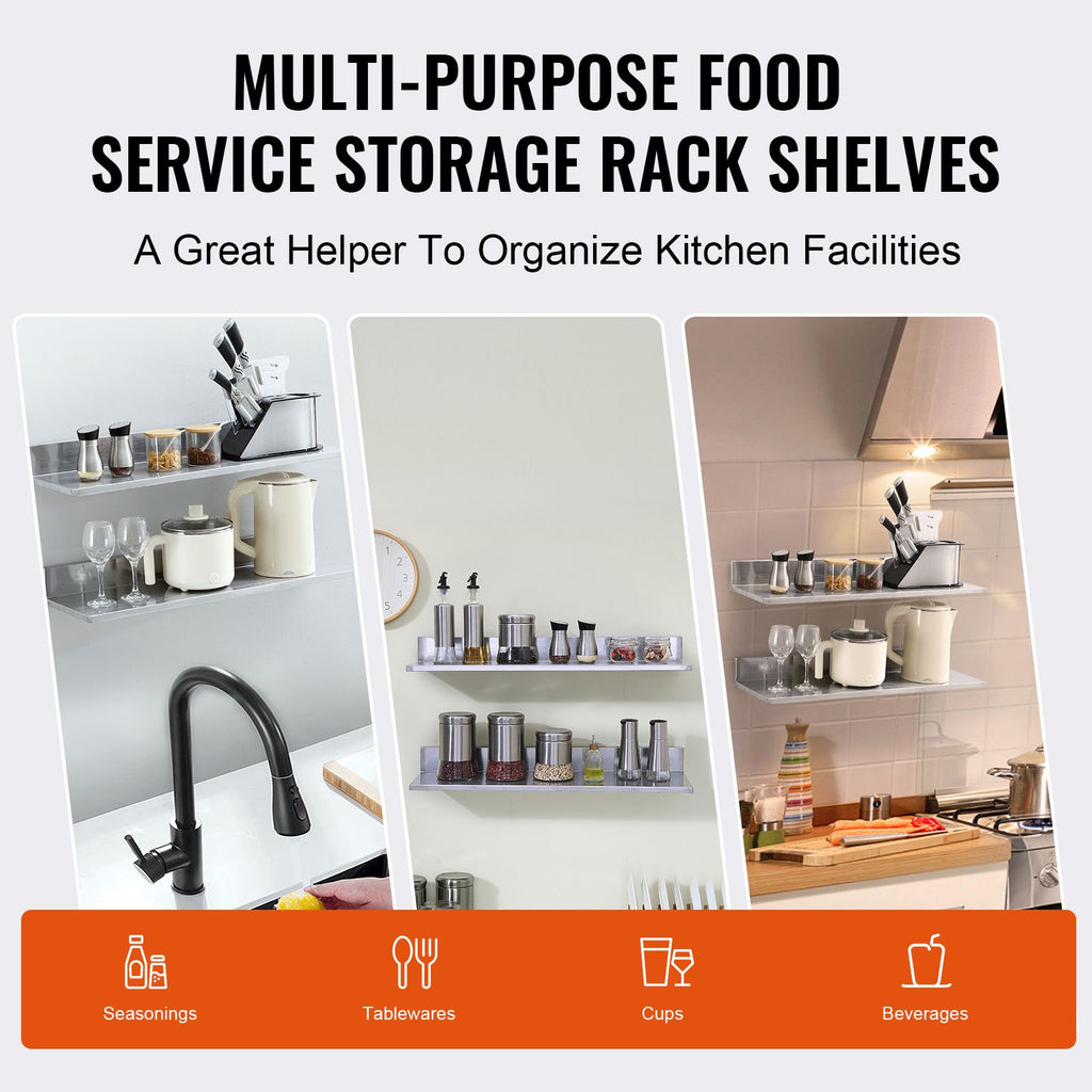 Wall-Mounted Kitchen Shelf with Backsplash