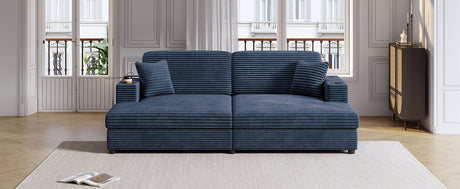 Versatile Chaise Lounge Sofa with Cup Holders and Pillows