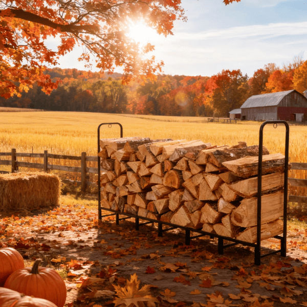 Raised Firewood Storage Rack with Vented Cover