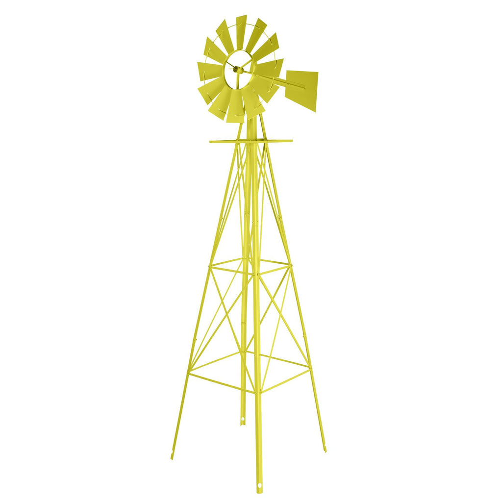 Yellow Wind-Powered Garden Windmill