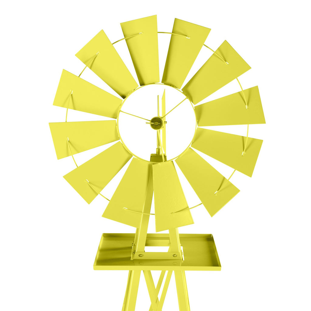 Yellow Wind-Powered Garden Windmill