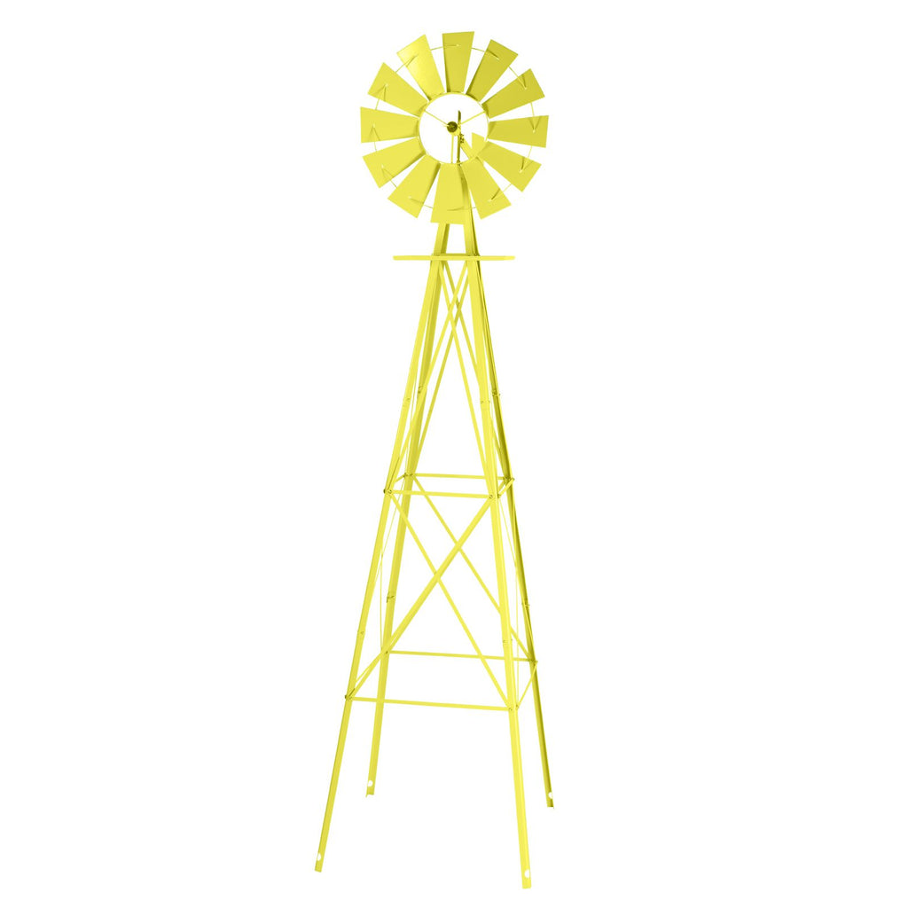 Yellow Wind-Powered Garden Windmill