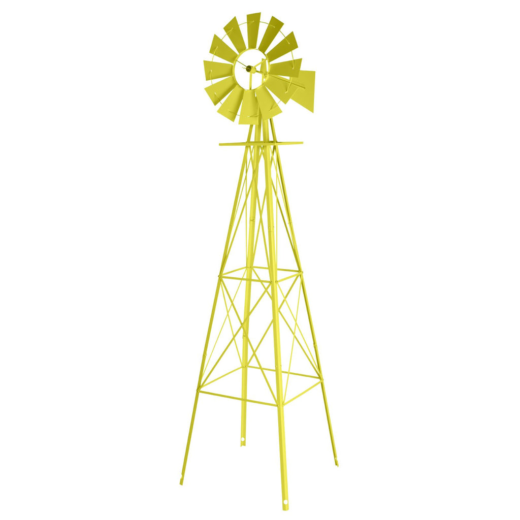 Yellow Wind-Powered Garden Windmill