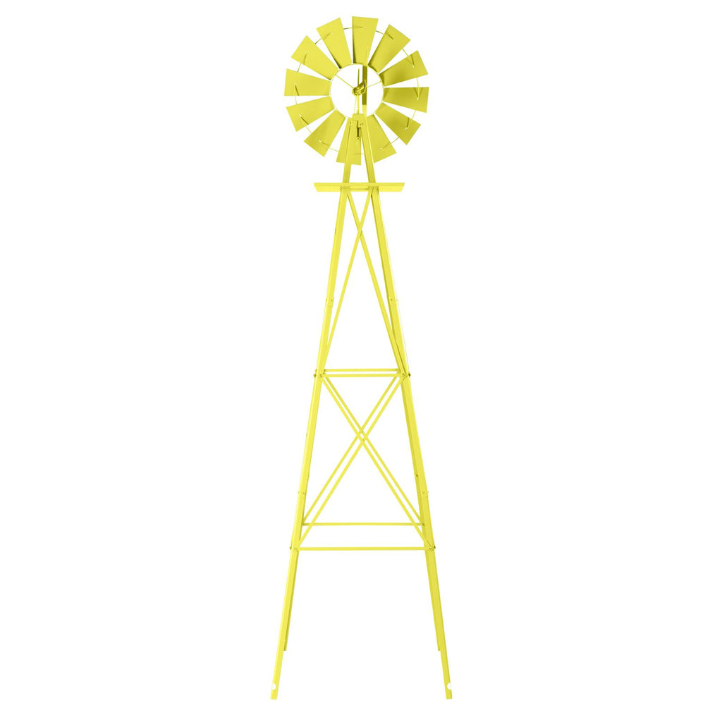 Yellow Wind-Powered Garden Windmill