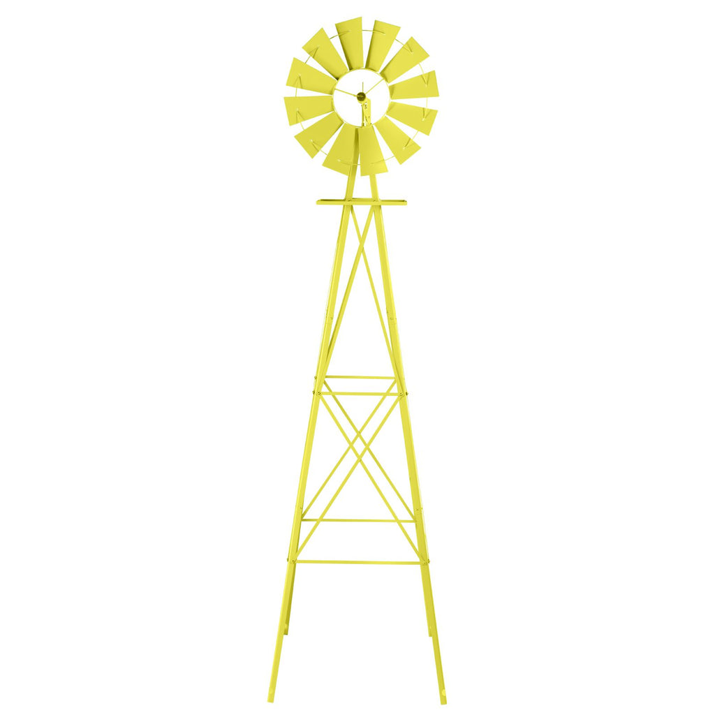 Yellow Wind-Powered Garden Windmill