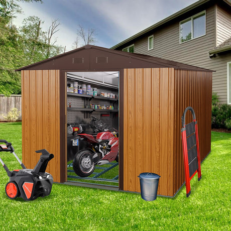 Coffee Outdoor Storage Shed with Sliding Doors