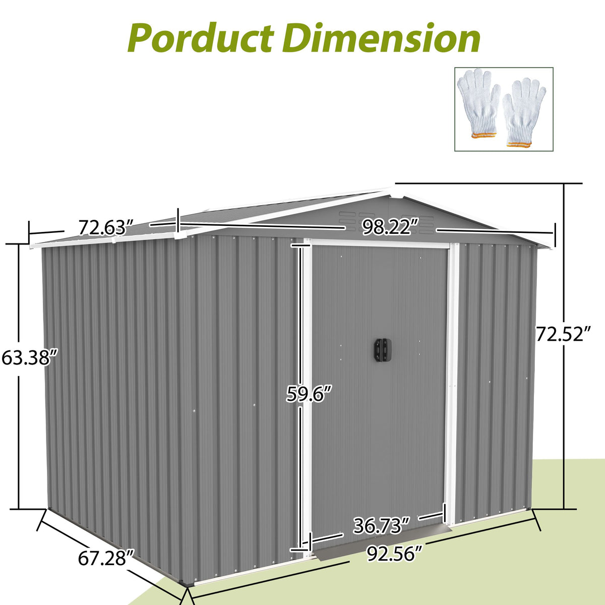 Outdoor Tool Shed with Sliding Lockable Doors