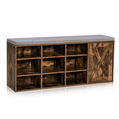 9-Cube Shoe Bench with Adjustable Shelves and Removable Cushion