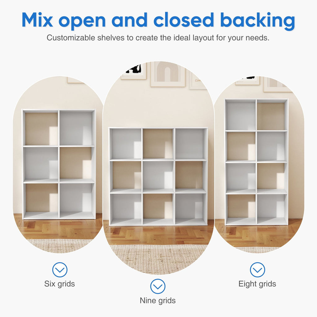 Modern 9-Cube Organizer with Removable Back Panels