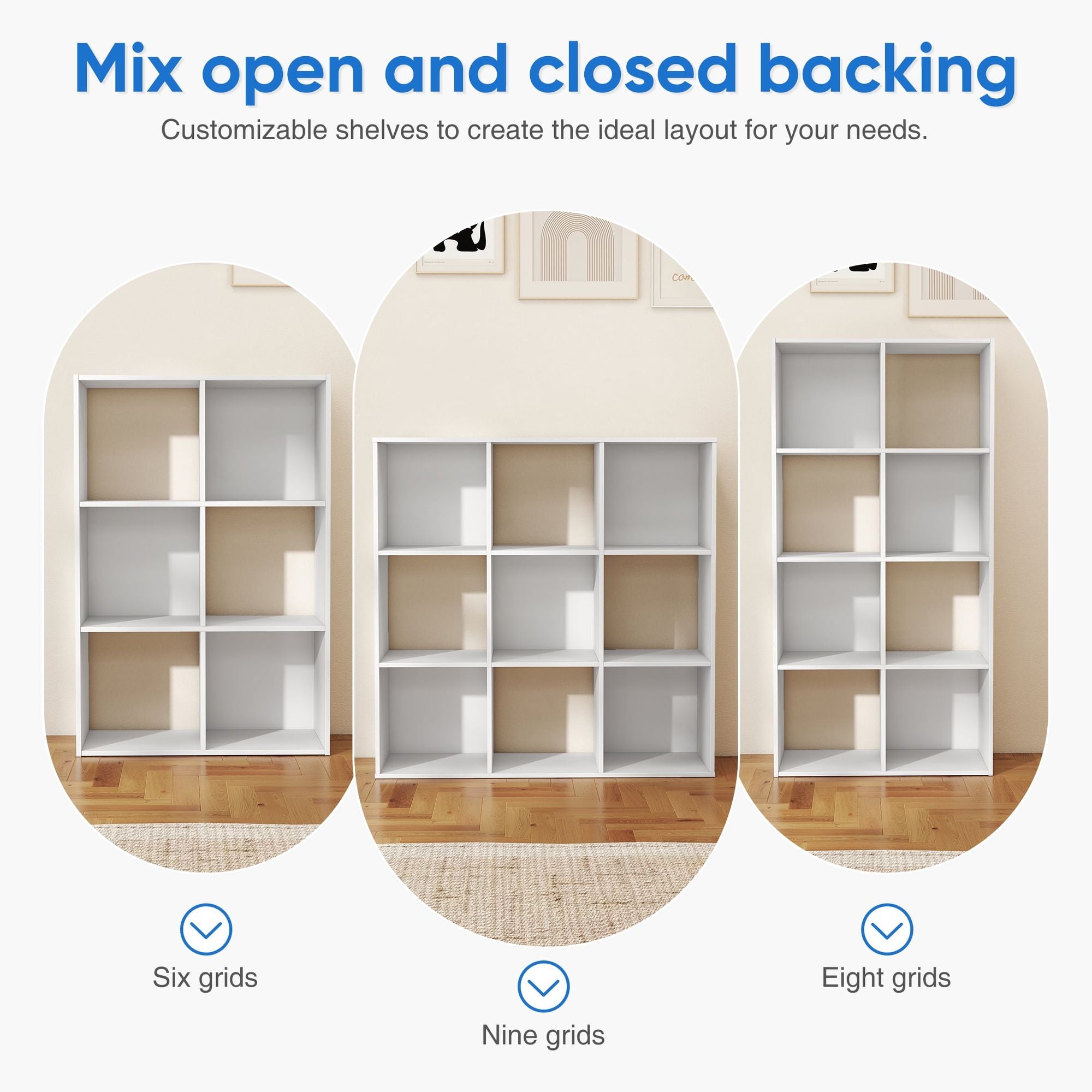 Modern 9-Cube Organizer with Removable Back Panels