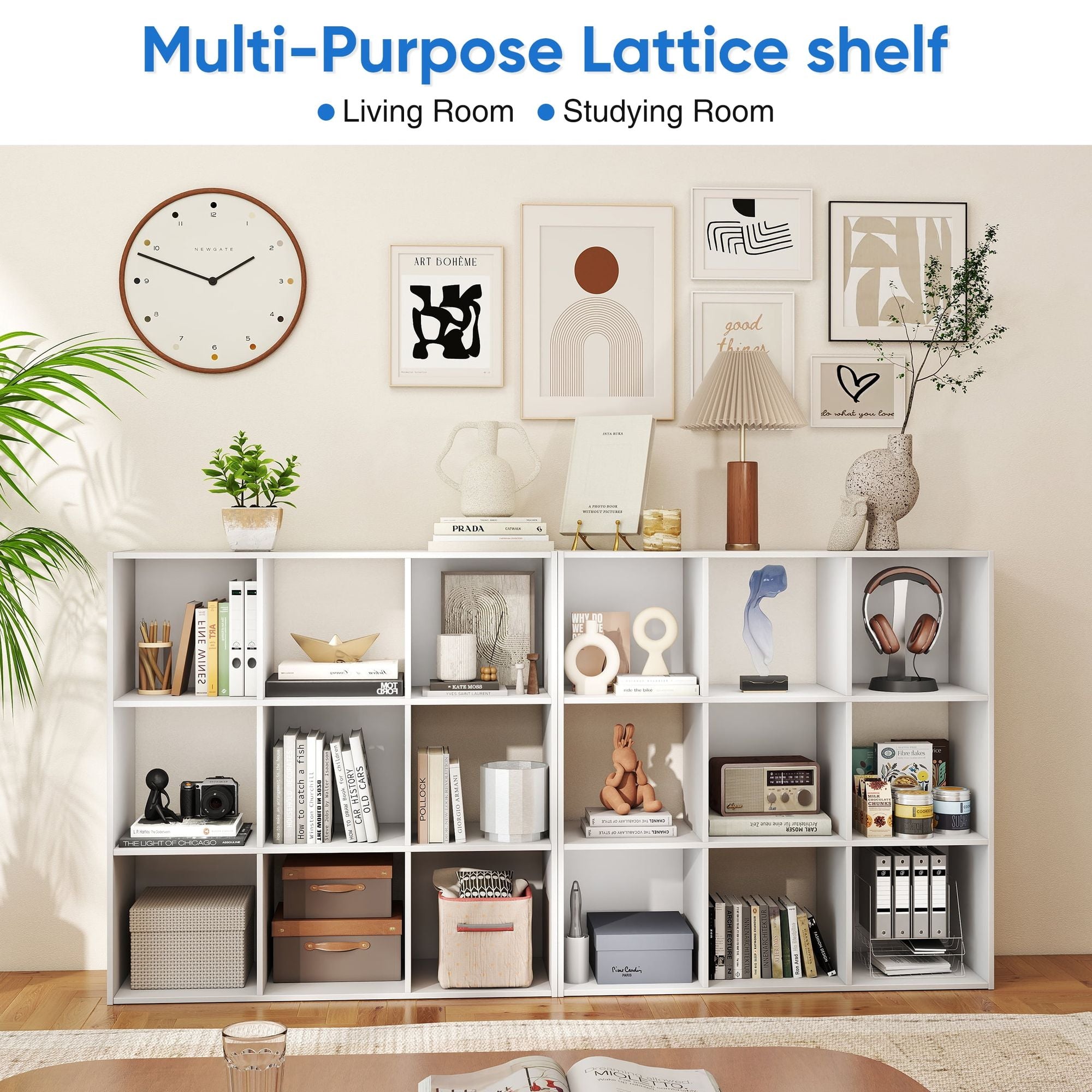 Modern 9-Cube Organizer with Removable Back Panels