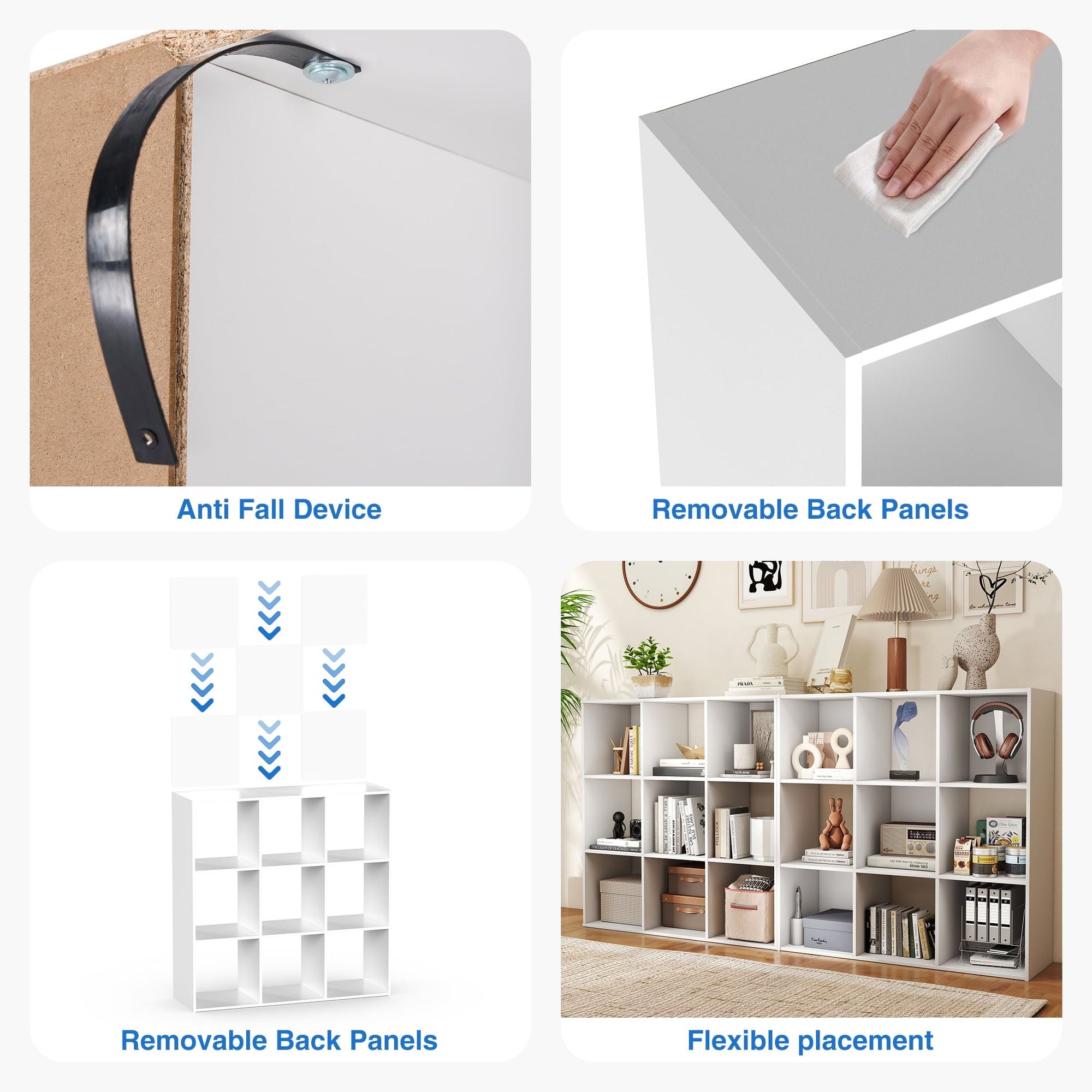 Modern 9-Cube Organizer with Removable Back Panels