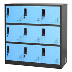 9-Door Lockable Metal Storage Cabinet for Office, School, or Gym
