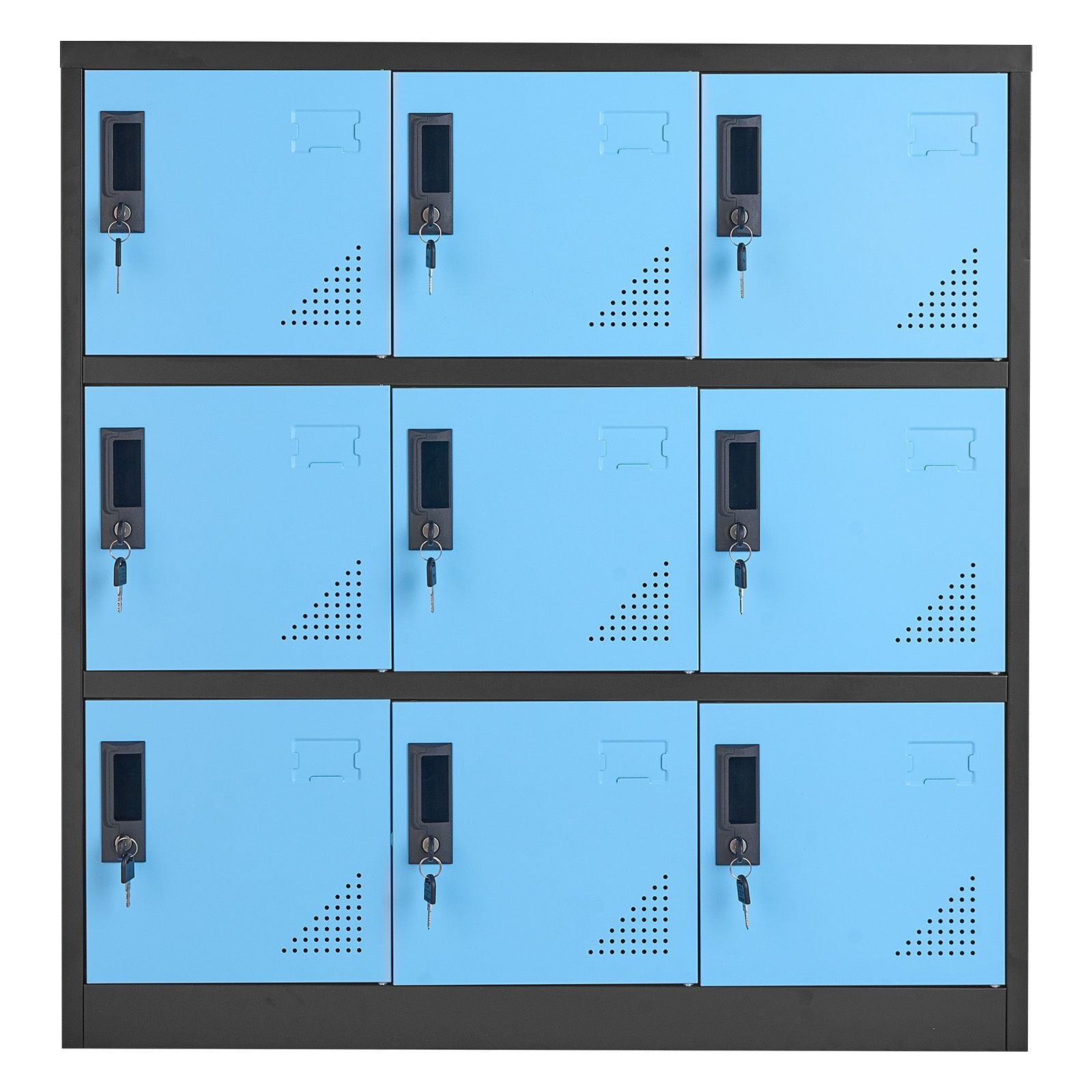9-Door Lockable Metal Storage Cabinet for Office, School, or Gym