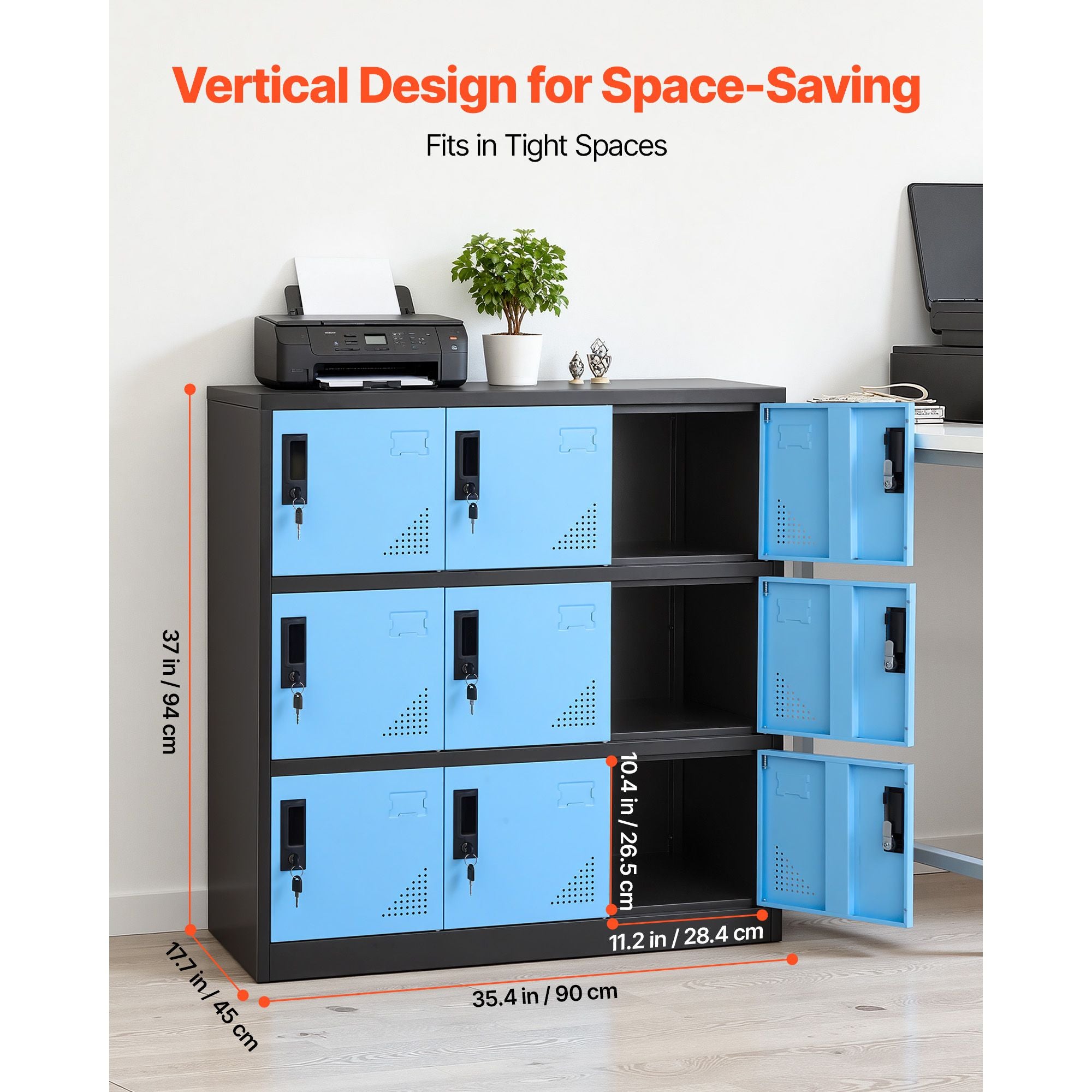 9-Door Lockable Metal Storage Cabinet for Office, School, or Gym