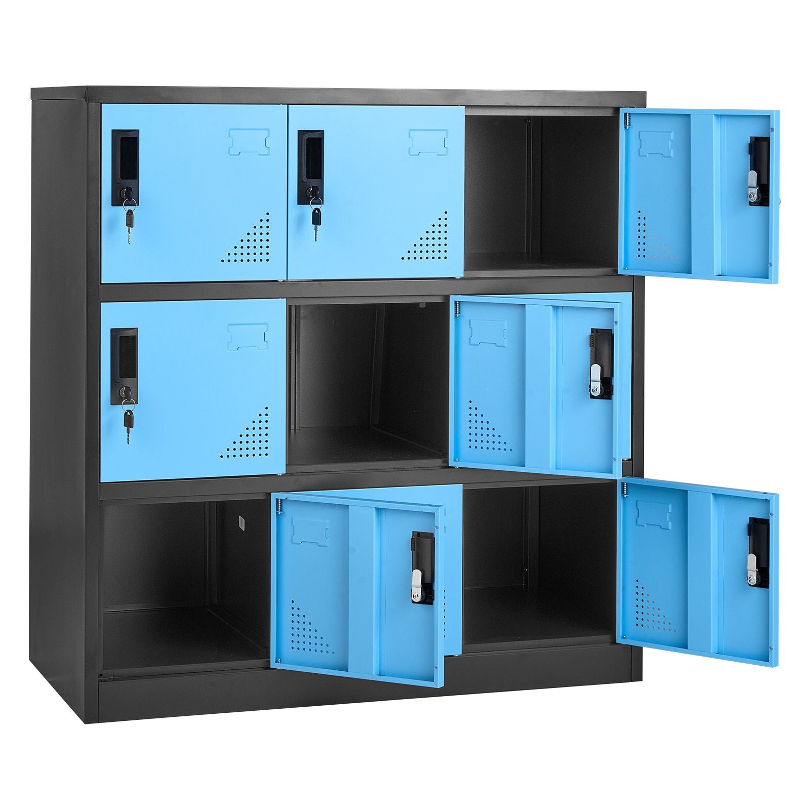 9-Door Lockable Metal Storage Cabinet for Office, School, or Gym
