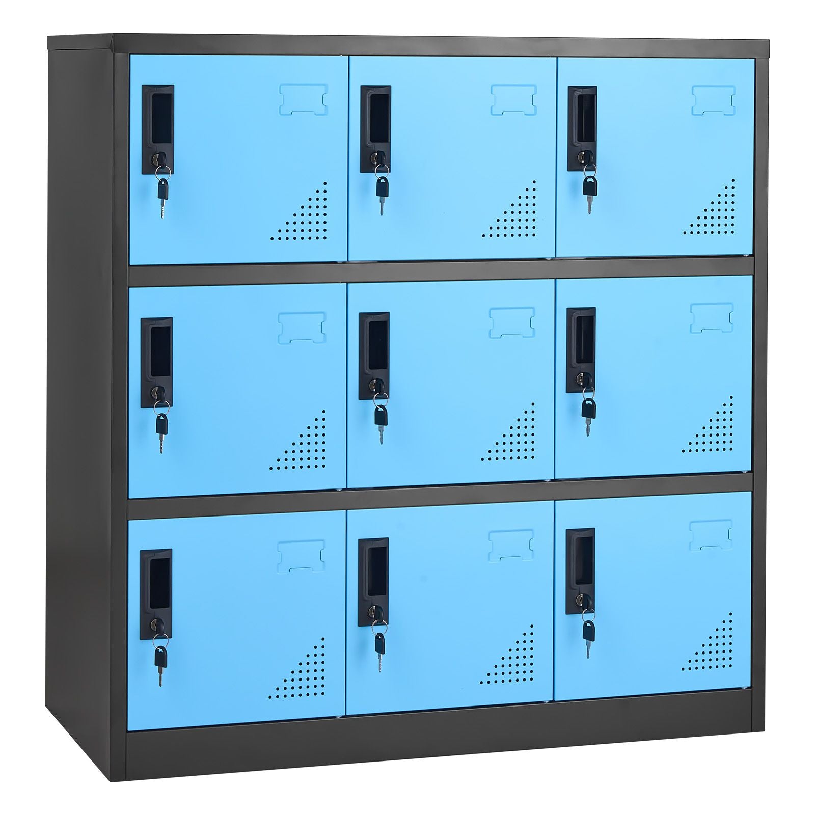 9-Door Lockable Metal Storage Cabinet for Office, School, or Gym