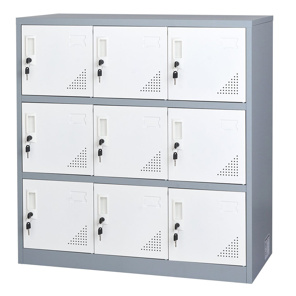 9-Door Metal Locker with Individual Keys – Ideal for Office, School, Gym