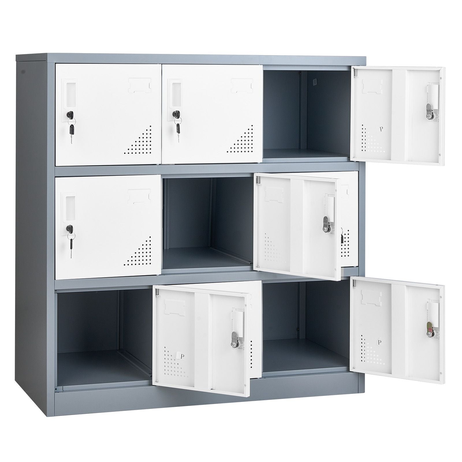 9-Door Metal Locker with Individual Keys – Ideal for Office, School, Gym