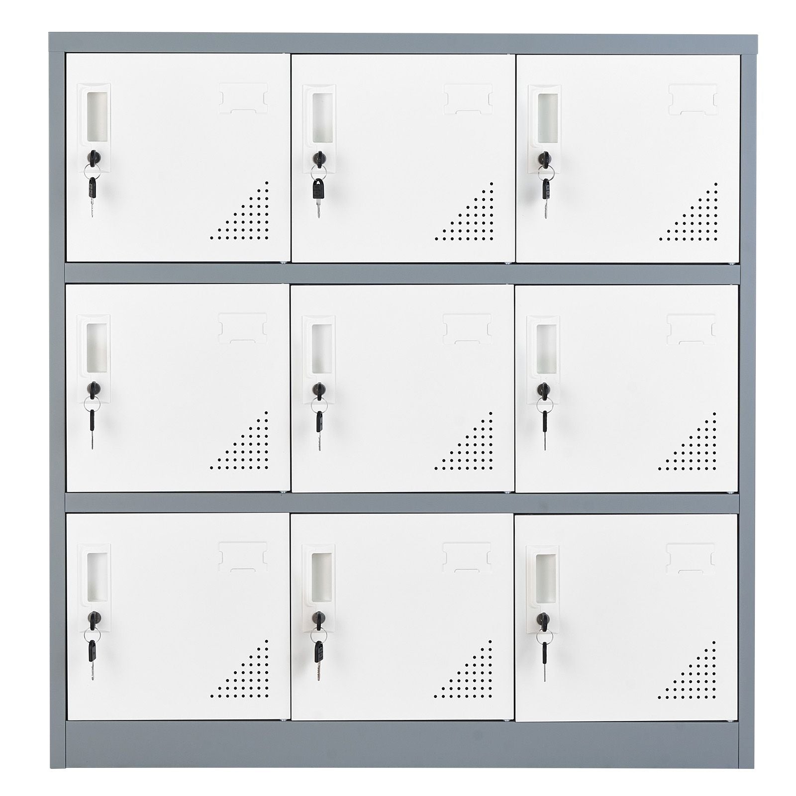 9-Door Metal Locker with Individual Keys – Ideal for Office, School, Gym