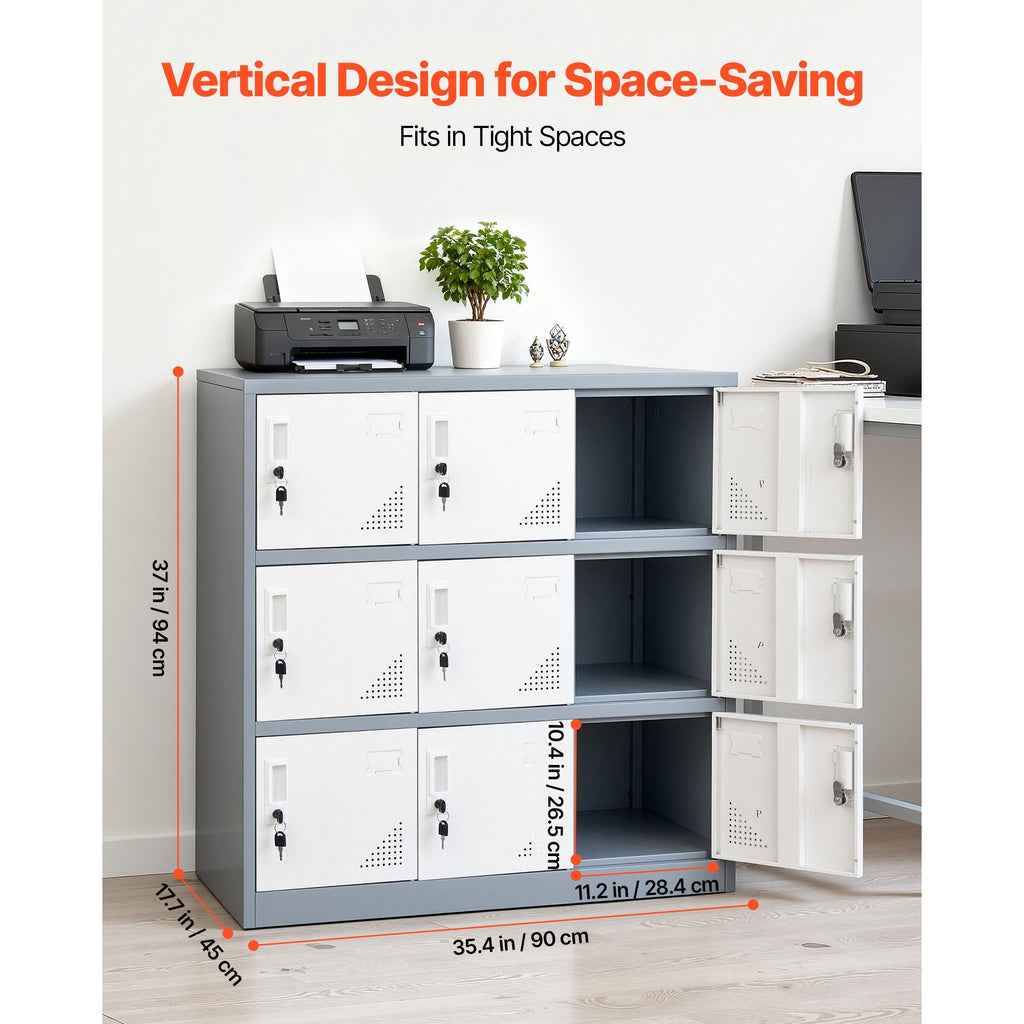 9-Door Metal Locker with Individual Keys – Ideal for Office, School, Gym