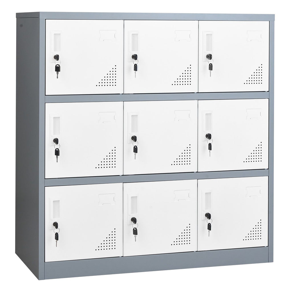 9-Door Metal Locker with Individual Keys – Ideal for Office, School, Gym