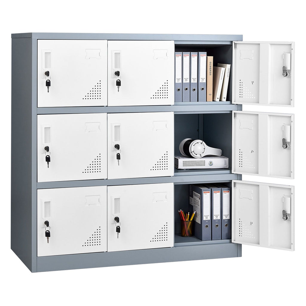 9-Door Metal Locker with Individual Keys – Ideal for Office, School, Gym