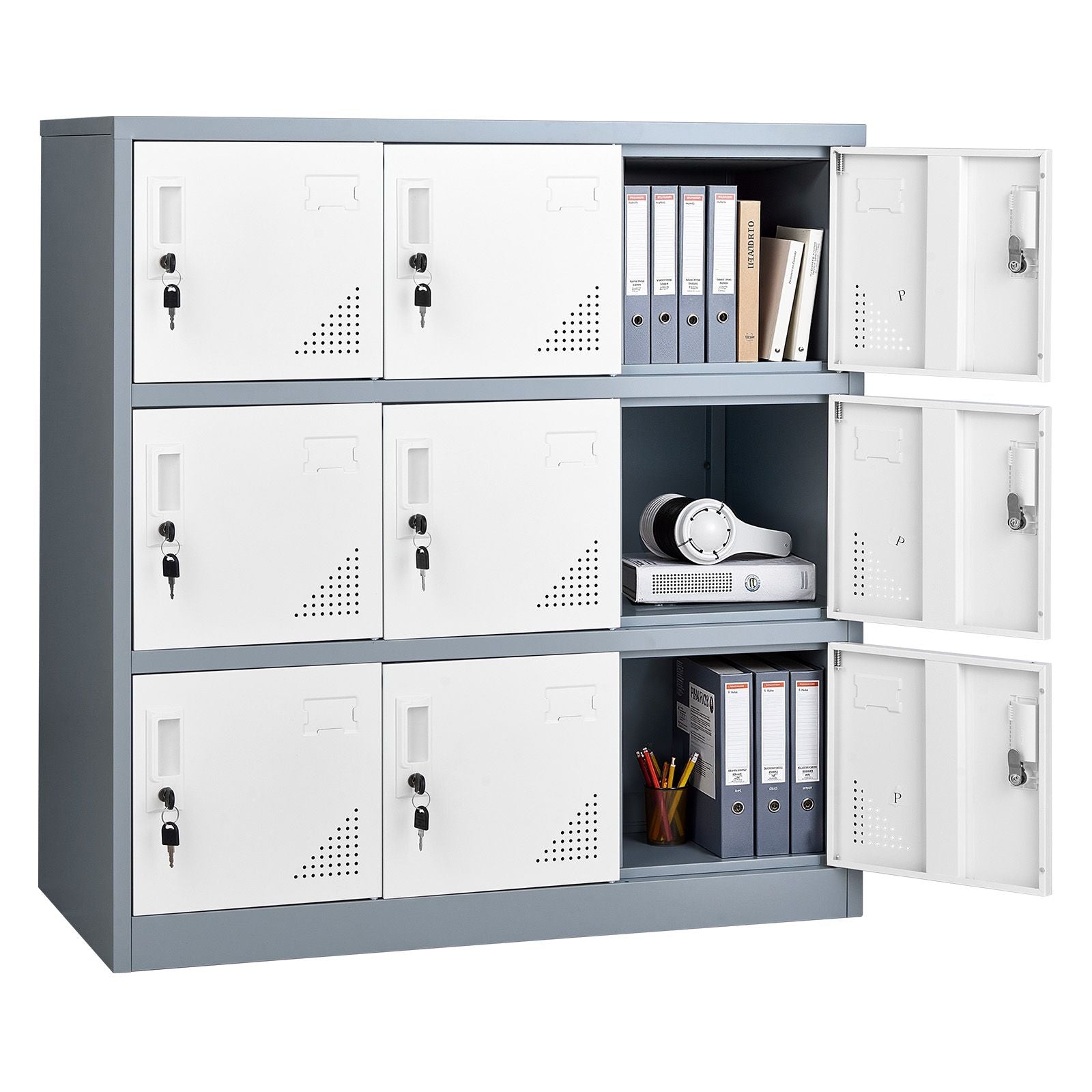 9-Door Metal Locker with Individual Keys – Ideal for Office, School, Gym