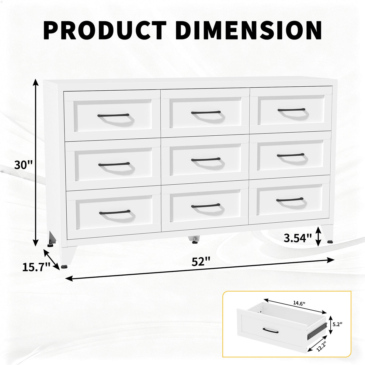 Low-Profile Nine-Drawer Dresser with Quiet-Glide Rails