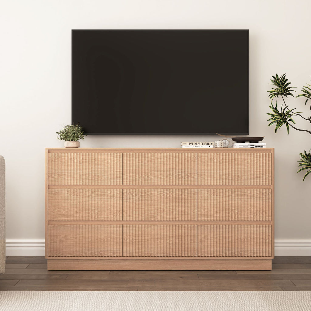 Mid-Century Nine-Drawer Dresser with Wave Front