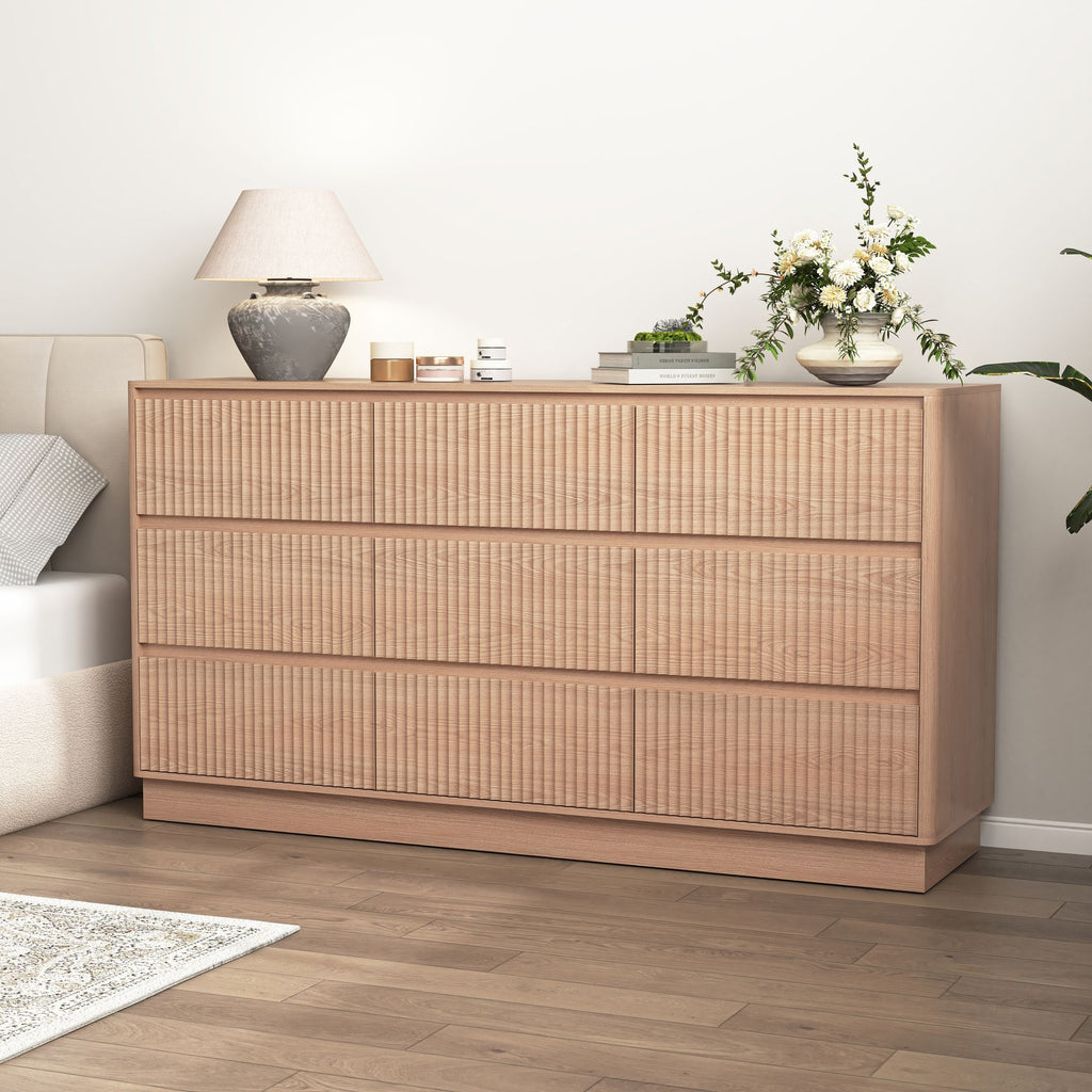 Mid-Century Nine-Drawer Dresser with Wave Front