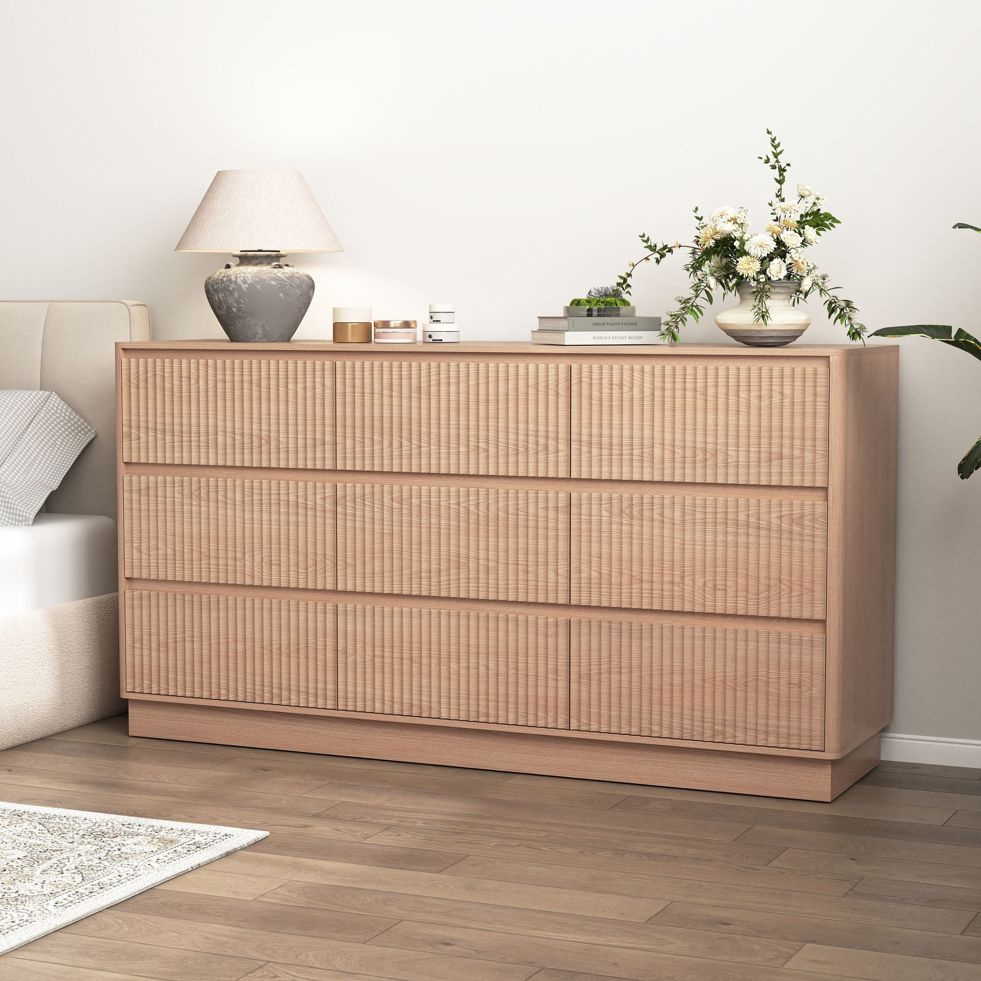 Mid-Century Nine-Drawer Dresser with Wave Front