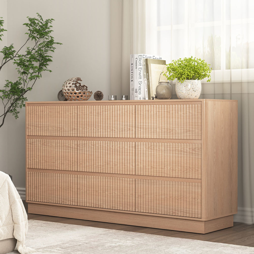 Mid-Century Nine-Drawer Dresser with Wave Front
