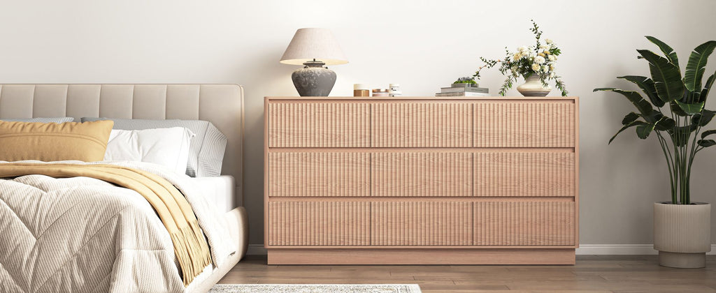 Mid-Century Nine-Drawer Dresser with Wave Front