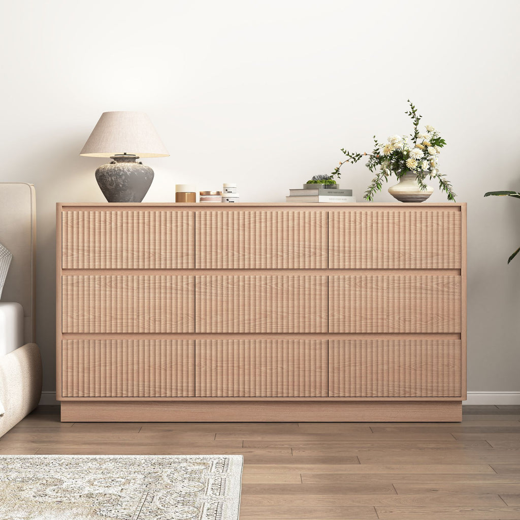 Mid-Century Nine-Drawer Dresser with Wave Front