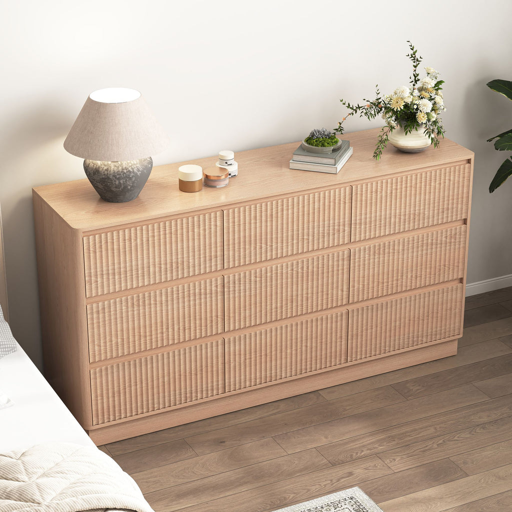 Mid-Century Nine-Drawer Dresser with Wave Front
