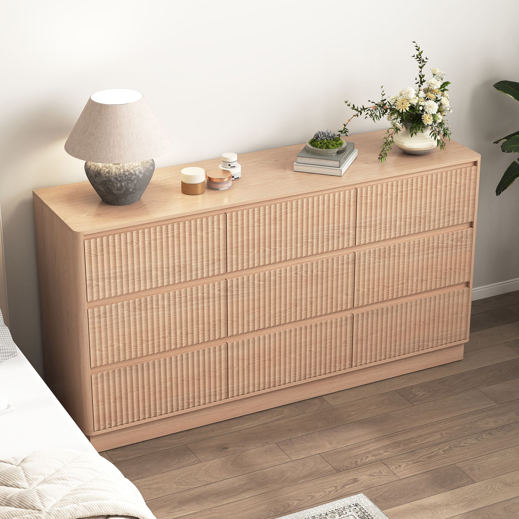 Mid-Century Nine-Drawer Dresser with Wave Front