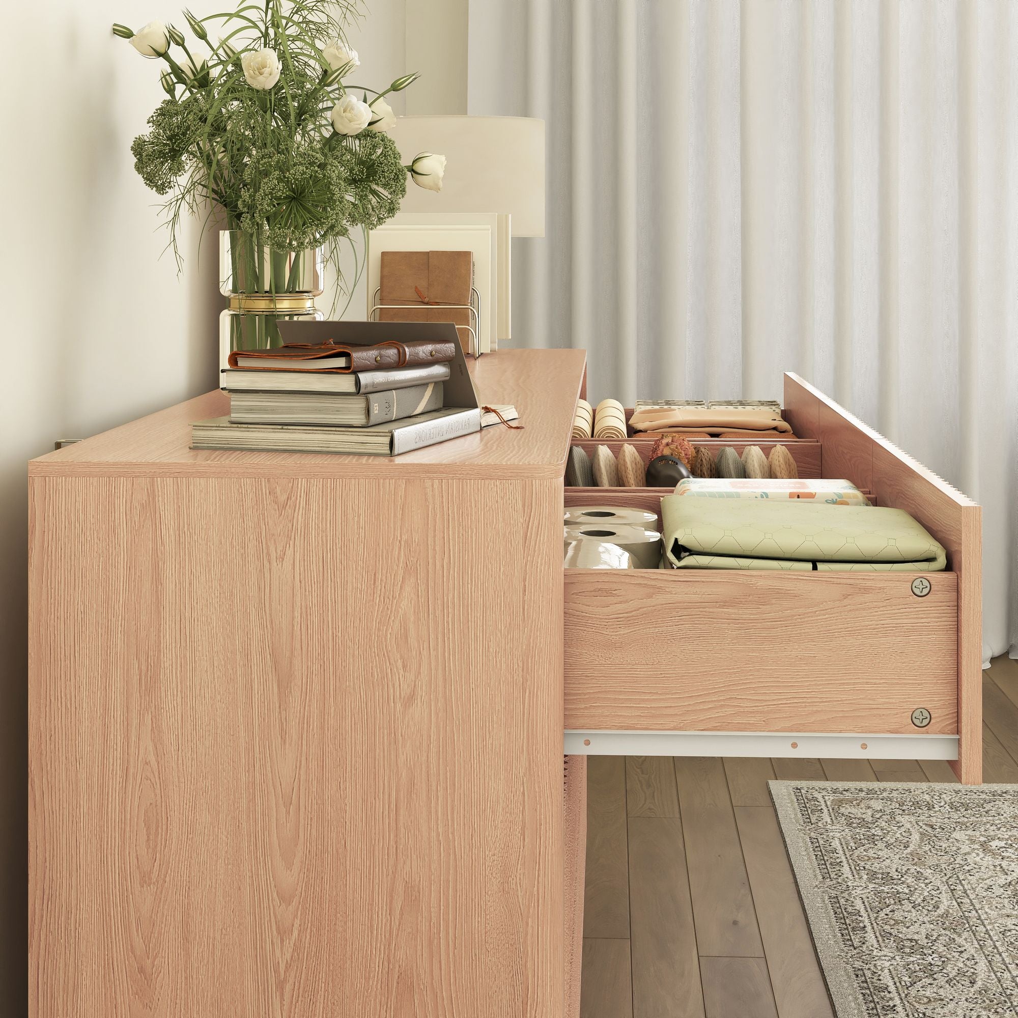 Mid-Century Nine-Drawer Dresser with Wave Front