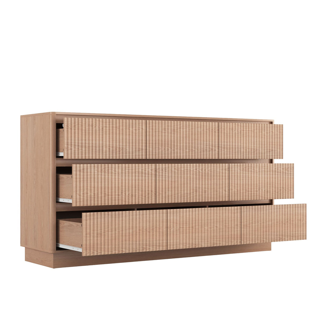 Mid-Century Nine-Drawer Dresser with Wave Front