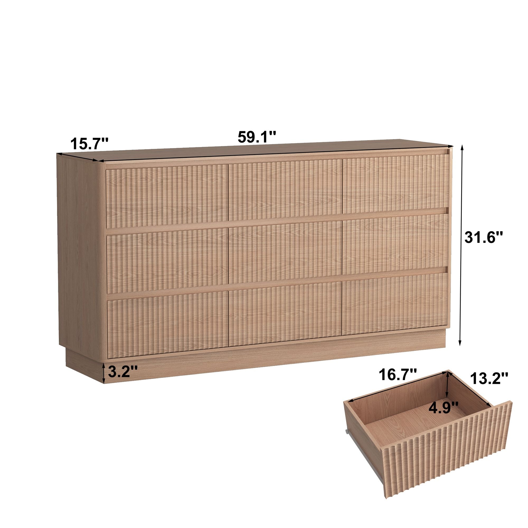 Mid-Century Nine-Drawer Dresser with Wave Front