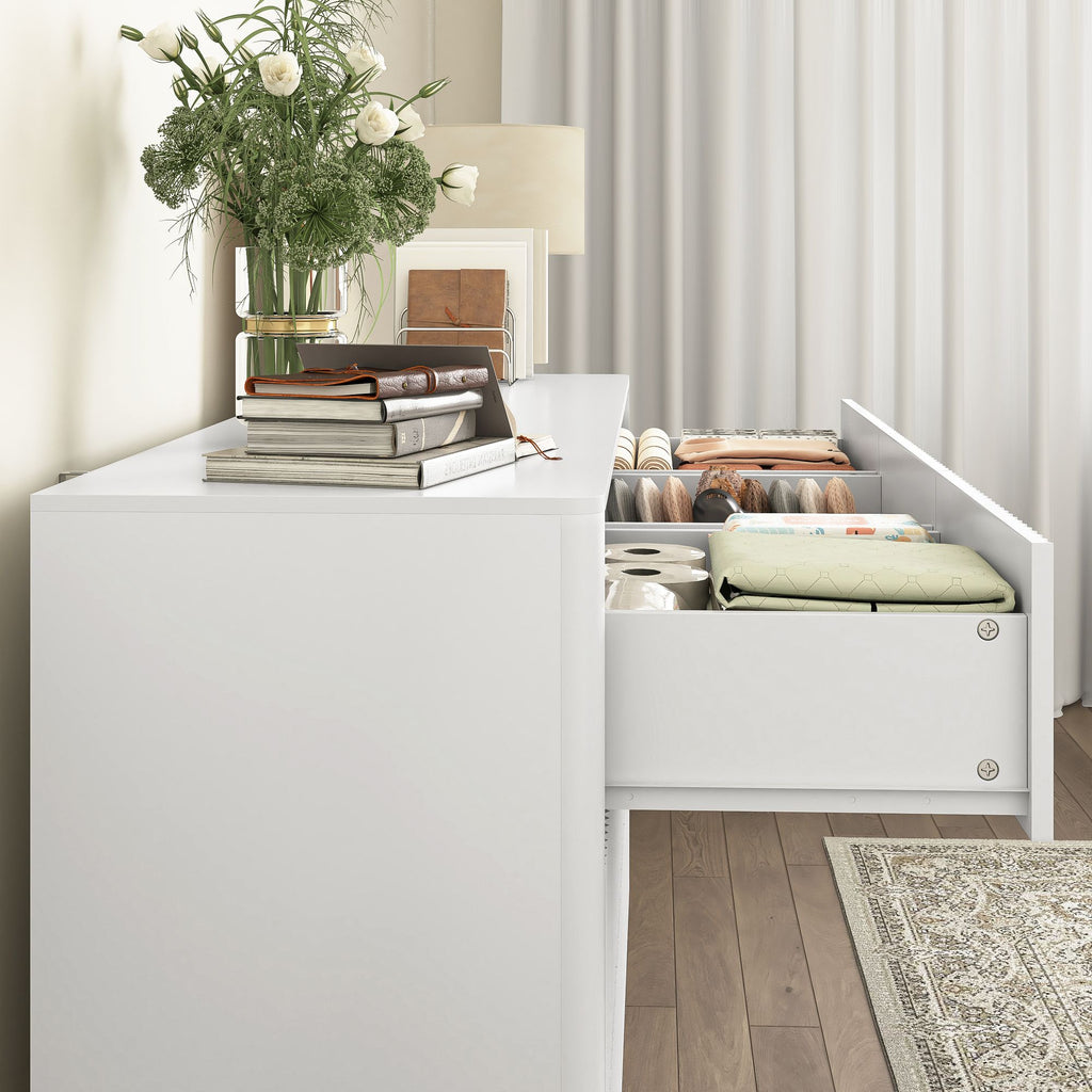 White Wave-Front Dresser with Handle-Free Design