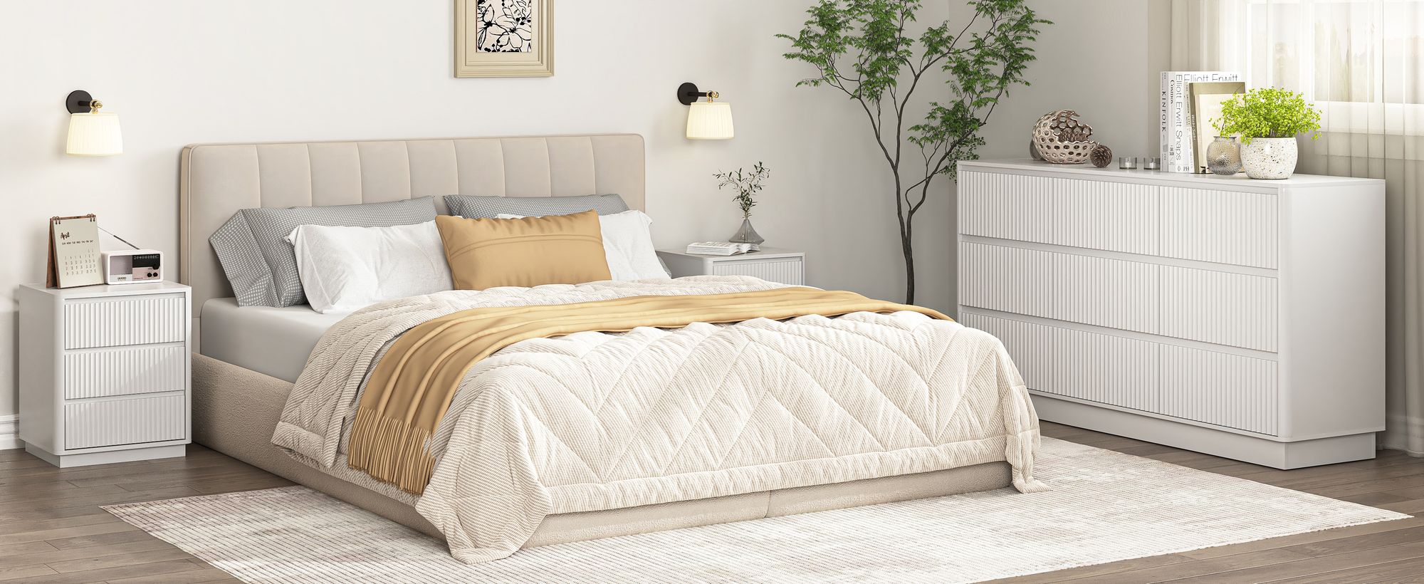 White Wave-Front Dresser with Handle-Free Design